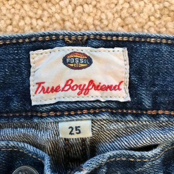 Fossil Denim Blue Jeans Women Size 2 Waist 25 True Boyfriend Button Fly Low Rise - Picture 4 of 12